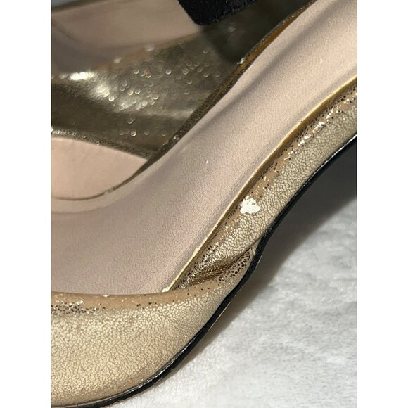 JADA BRAVE “MACIEN” BLACK SUEDE BACK WITH GOLD FRONT PUMP/SZ 8 - Picture 9 of 9